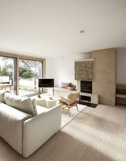 Innenansicht Wohnzimmer mit Garten